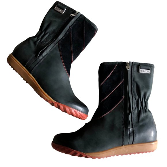 Sorel Shoes - SOREL FIRENZY BREVE II BLACK LEATHER BOOTS SIZE 8